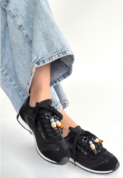 Riaf Siyah Cilt Bağcıklı Spor Ayakkabı