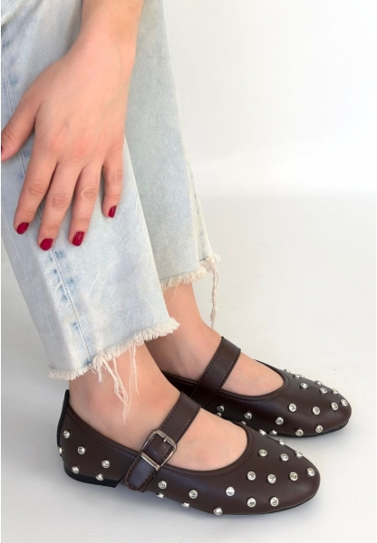 Ritta Kahverengi Cilt Kemerli Babet Ayakkabı