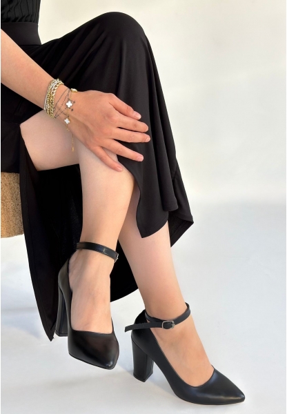 Rity Siyah Cilt Topuklu Ayakkabı