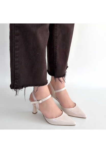 Suden Bej Rugan Topuklu Ayakkabı