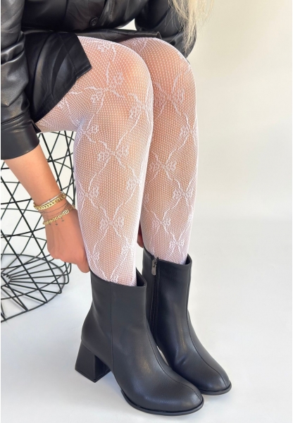 Tendy Siyah Cilt Topuklu Bot