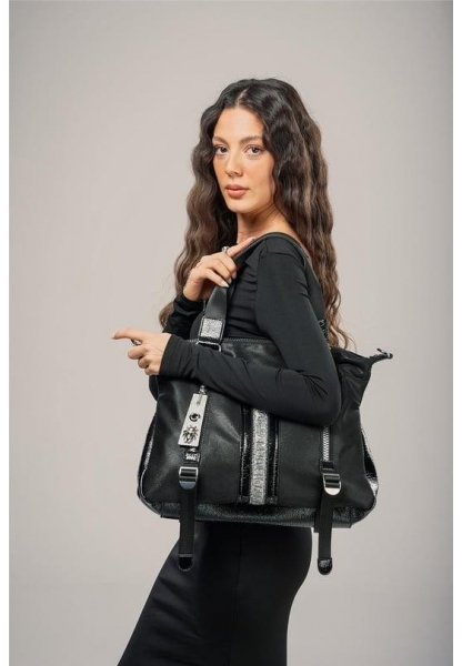 Toja Siyah Cilt Kol Ve Omuz Çantası