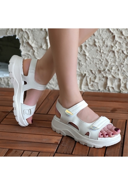 Trita Bej Cilt Cırt Cırtlı Sandalet