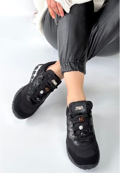 Tues Siyah Nubuk Bağcıklı Spor Ayakkabı