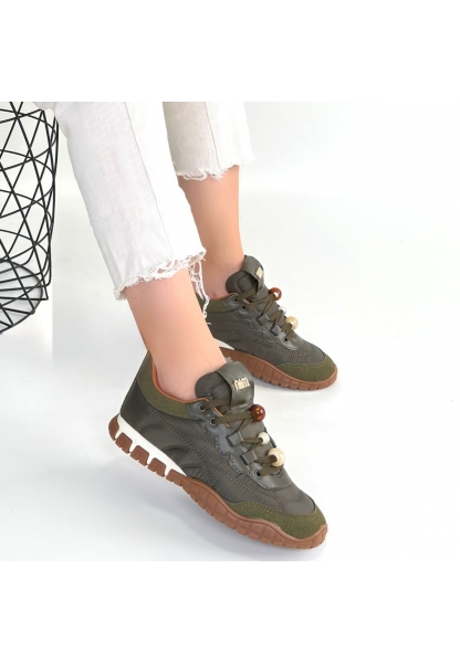 Tues Yeşik Nubuk Bağcıklı Spor Ayakkabı
