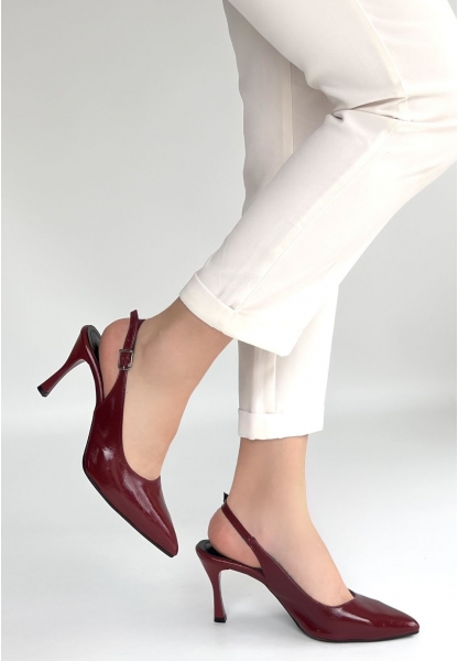Uster Bordo Rugan Topuklu Ayakkabı