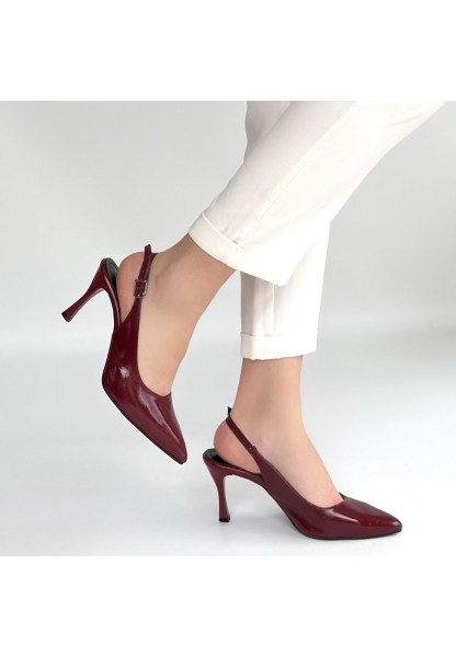 Uster Bordo Rugan Topuklu Ayakkabı