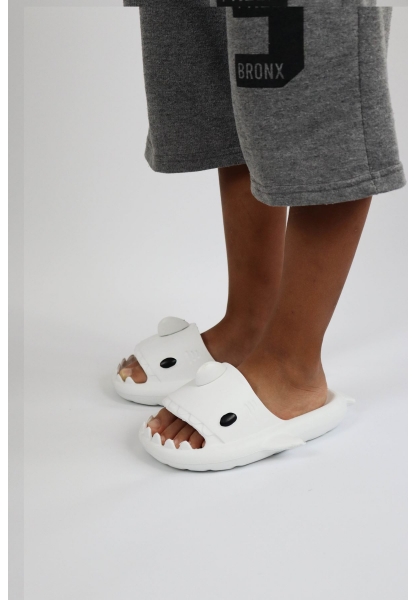  WG500 Köpekbalığı Beyaz Unisex Tam Ortopedik Terlik Shark Slides