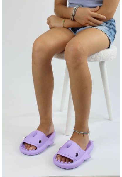  WG500 Köpekbalığı Mor Unisex Tam Ortopedik Terlik Shark Slides