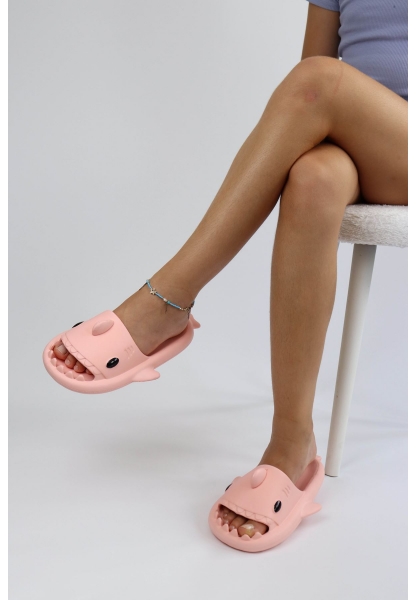  WG500 Köpekbalığı Pembe Unisex Tam Ortopedik Terlik Shark Slides