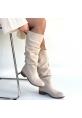 Winda Bej Cilt Körüklü Çizme