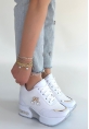 Wody Beyaz Cilt Simli Bağcıklı Spor Ayakkabı