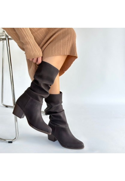 Yior Kahverengi Nubuk Topuklu Bot