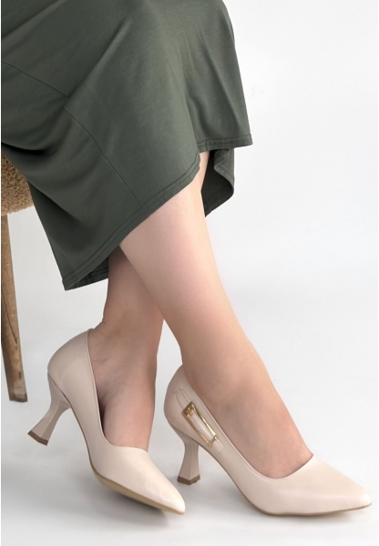 Yons Bej Cilt Topuklu Ayakkabı