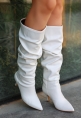 Zelya Beyaz Cilt Topuklu Çizme